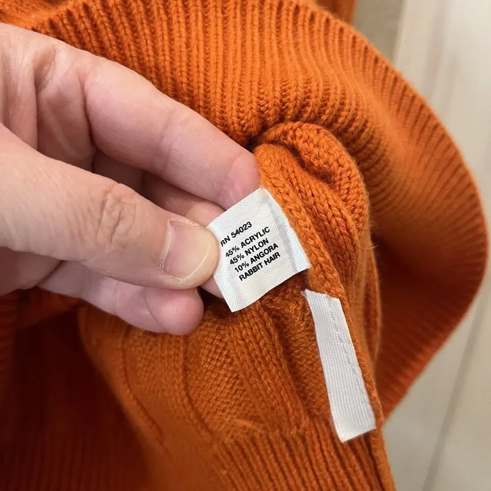 Gap Fisherman Sweater Womens Size S Orange Cable Knit Crew Pullover Vintage